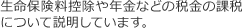 生命保険料控除や年金などの税金の課税について説明しています。