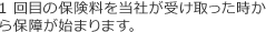 1回目の保険料を当社が受け取った時から保障が始まります。